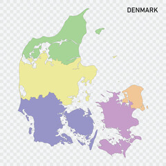 Isolated colored map of Denmark