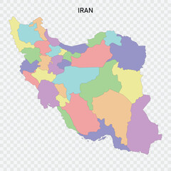 Isolated colored map of Iran