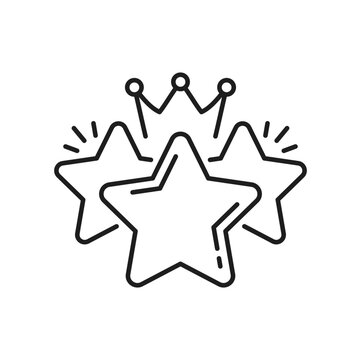Star bonus crowd isolated outline icon. Vector special prize reward, achievement and royal membership, customer benefit and success