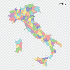 Isolated colored map of Italy