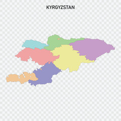 Isolated colored map of Kyrgyzstan