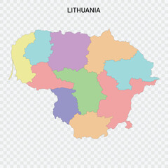Isolated colored map of Lithuania
