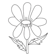 Colorful fantasy doodle cartoon flower isolated on white background.