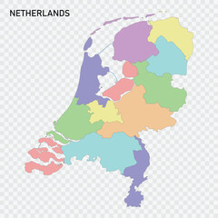 Isolated colored map of Netherlands
