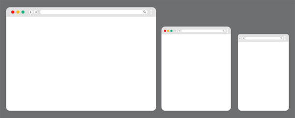 White browser window design. Vector isolated web elements. Browser window template for mobile design. blank template.Layout for website design. ESP 10