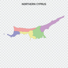 Isolated colored map of Northern Cyprus