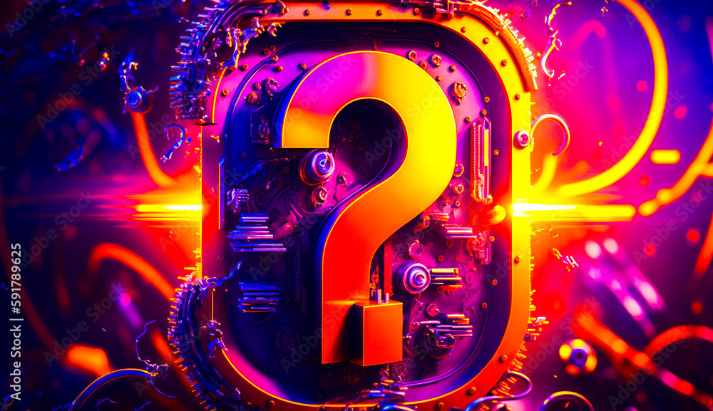 Poster colorful image of letter s with question mark in the middle of it. generative ai.