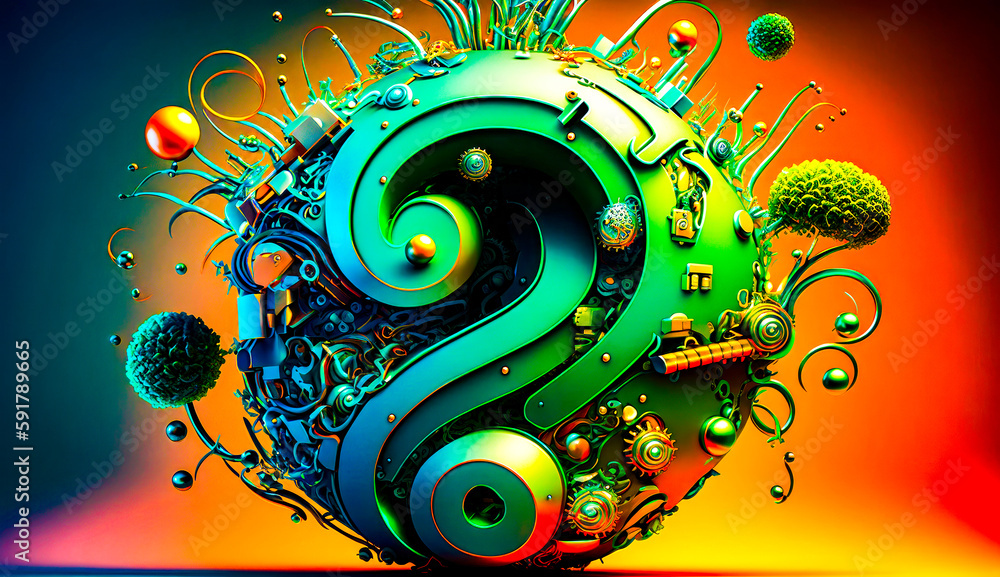 Poster colorful image of dollar sign in the middle of field of grass. generative ai.