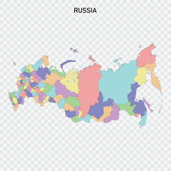 Isolated colored map of Russia