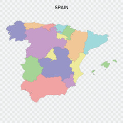 Isolated colored map of Spain