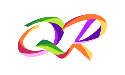 Minimalist Initial Letter QR logo. letter QB Logo colorful luxury template