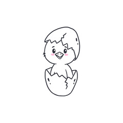 chick hatched from an egg.Easter chick.Doodle.