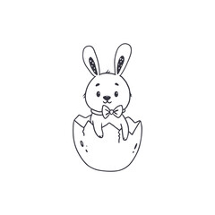 Easter bunny with egg. Doodle style. Vector illustration