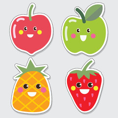 Fruit cartoon character stickers
