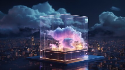 Cloud computing technology concept. Futuristic illustration. AI generated	
