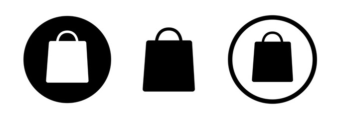 Vector illustration set of paper shopping or grocery bags. Bags line icons.