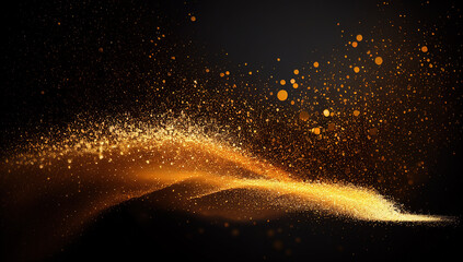 Fototapeta na wymiar Golden powder explosion on black background