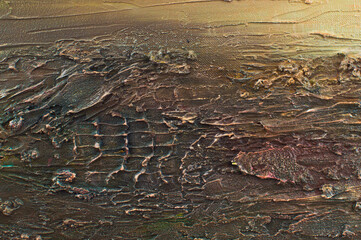 Bright abstract artistic modern horizontal background. Hand drawing on canvas. Color Fragment of a work of art. Colorful spots and strokes of paint. Creative texture for poster, banner, paper