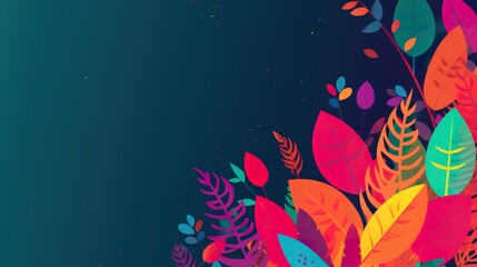 Fototapeta na wymiar colorful vibrant minimalist leaves foliage background illustration