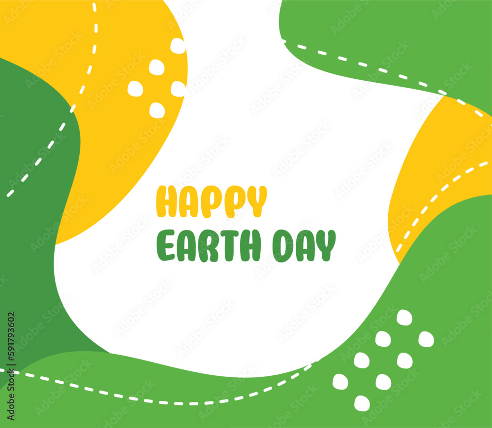 Poster happy earth day background green color abstract shape, wave pattern editable text. template for bann