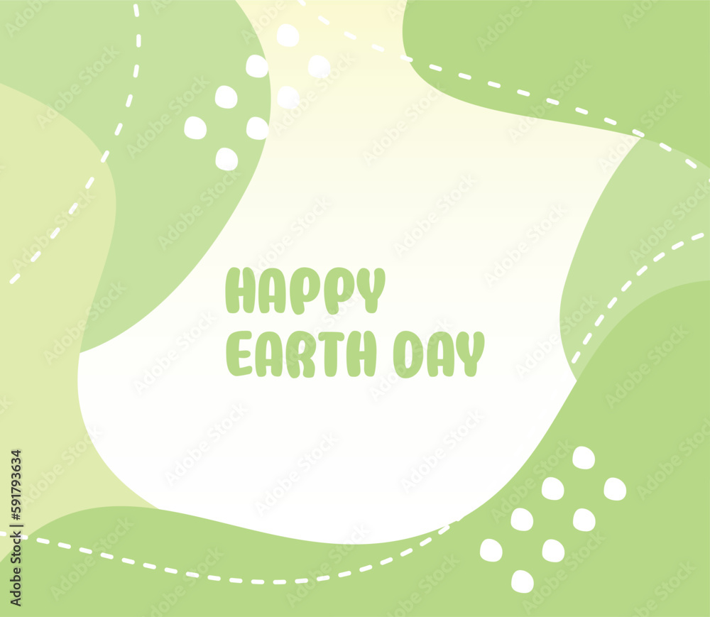 Poster happy earth day background green color abstract shape, wave pattern editable text. template for bann