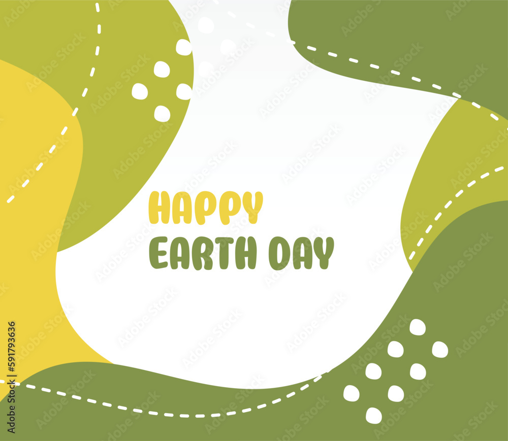 Poster happy earth day background green color abstract shape, wave pattern editable text. template for bann