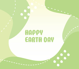 happy earth day background green color abstract shape, wave pattern editable text. Template for banner, poster, social media, web.