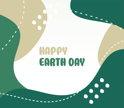 happy earth day background green color abstract shape, wave pattern editable text. Template for banner, poster, social media, web.