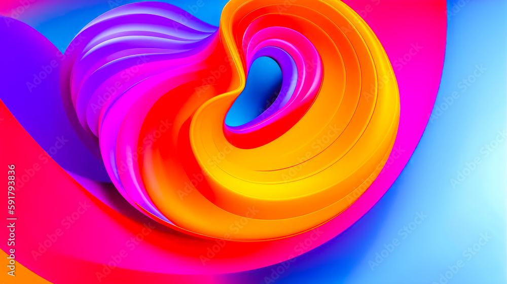 Poster multicolored abstract background with spiral design in the middle of the image. generative ai.