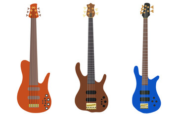 Bass guitar icon. Electrical bass guitar objact flat vector ilustration.