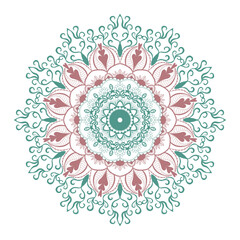 Colorful Mandala design. Decorative boho ornament in ethnic oriental style. Coloring book page. Oriental pattern, vector illustration