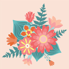 Floral Bouquets. Flower Bouquets. Design element for invitations, greeting cards, posters, blogs. Delicate flowers and leaves.