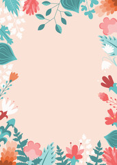 Fototapeta na wymiar Vector floral frame. Floral frame design element for invitations, greeting cards, posters, blogs. Delicate branches and leaves.
