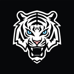 furious white tiger head vector modern simple mascot logo