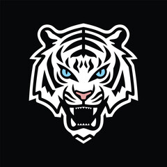 Obraz premium furious white tiger head vector modern simple mascot logo