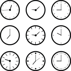Set of flat wall clock icon