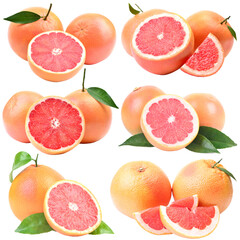 Set of fresh grapefruits isolated