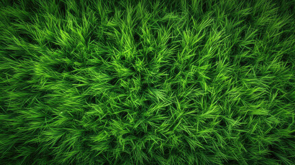 Naklejka na ściany i meble Green grass background, top view. Generative AI