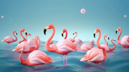 a flamingo in a tropical summer beach setting - summer beach vibes concept