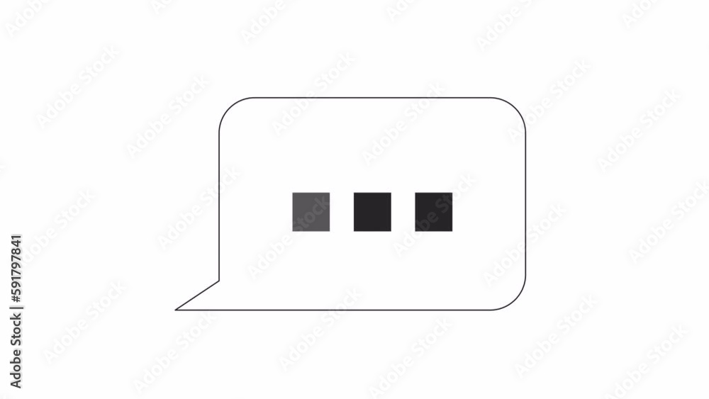 Poster animated bw ellipsis typing bubble. black and white thin line icon 4k video footage for web design. 