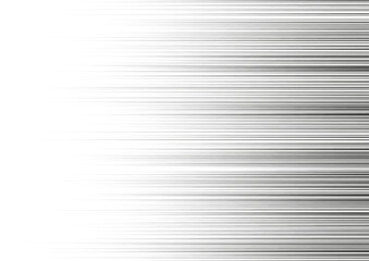 Manga focus speed lines for comic effect. Motion and action focus flash strip lines for anime comic book. Vector background illustration of black ray manga novel speed frame from right to left.