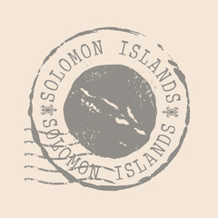 Stamp Postal of Solomon Islands. Map Silhouette rubber Seal.  Design Retro Travel. Seal  Map of Solomon Islands grunge  for your design.  EPS10