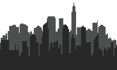 city scape silhouette vector. Urban cityscape silhouettes vector illustration. Night town skyline or black city buildings isolated on white background