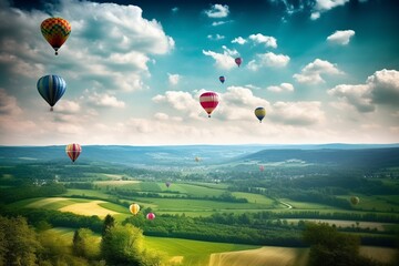 Fototapeta premium The Spiritual Journey of Himmelfahrt: Hot Air Balloons Soaring into the Sky