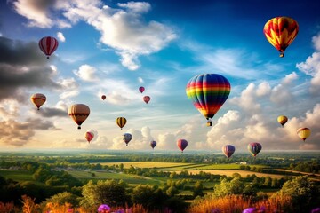Ascending into the Skies: A Serene Himmelfahrt Scene with Hot Air Balloons