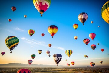 Fototapeta premium Ascend to the Heavens: A Vibrant and Spiritual Himmelfahrt Journey with Hot Air Balloons