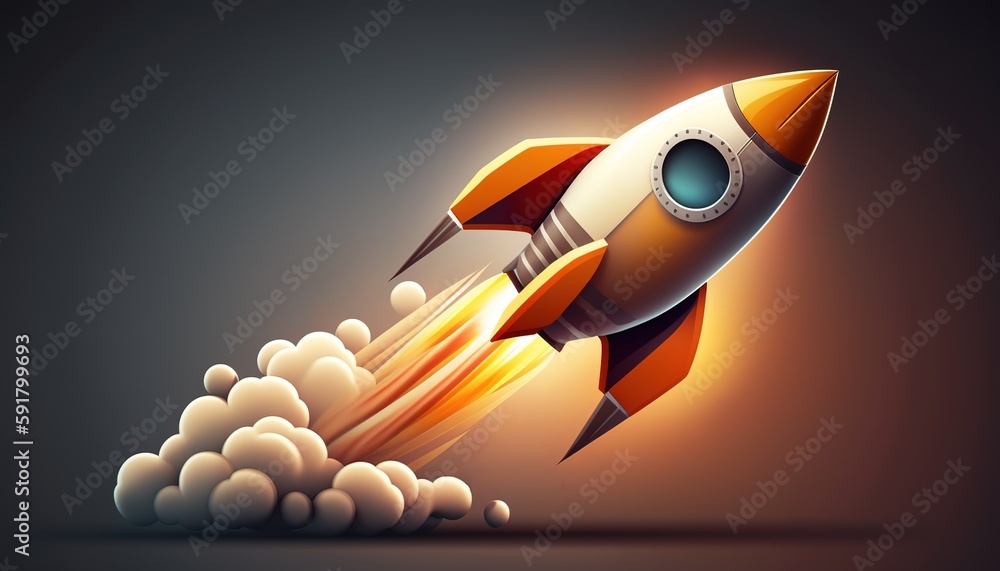 Poster icon of a rocket ship used to launch a company generative ai
