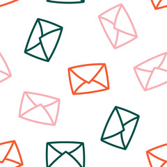 Seamless pattern with colorful outline envelopes