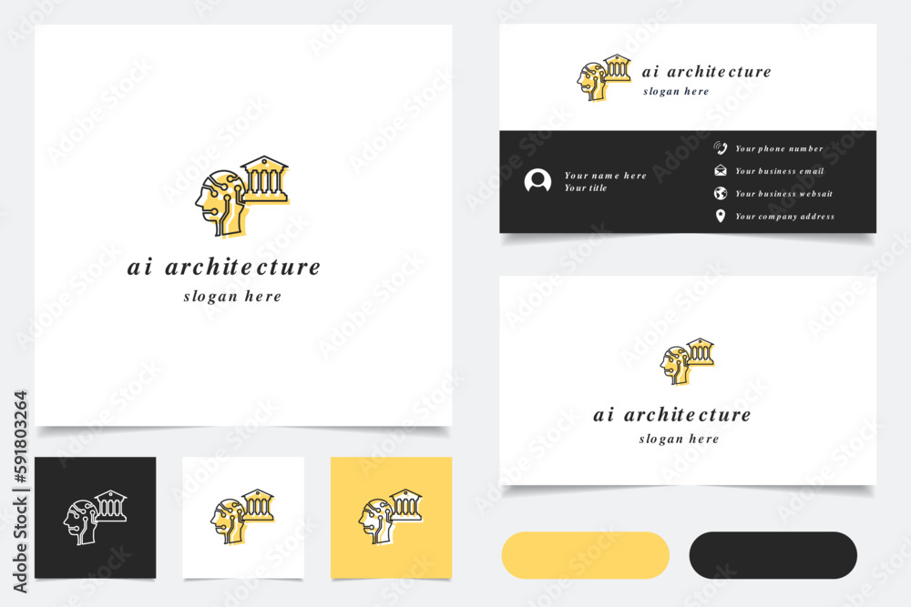Poster ai architecture logo design with editable slogan. branding book and business card template.