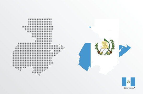 Set of political maps of Guatemala with regions isolated and flag on white background
